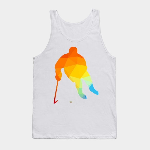 Hockey player color silhouette Tank Top by Redbooster